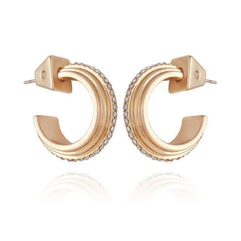 14K Goldtone Crystal Huggie Hoop Earring - Vince Camuto