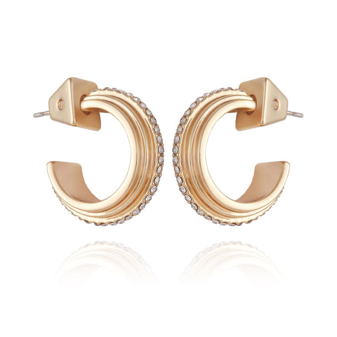 14K Goldtone Crystal Huggie Hoop Earring - Gold Tone - Vince Camuto