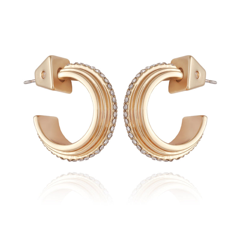 14K Goldtone Crystal Huggie Hoop Earring - Gold Tone - Vince Camuto