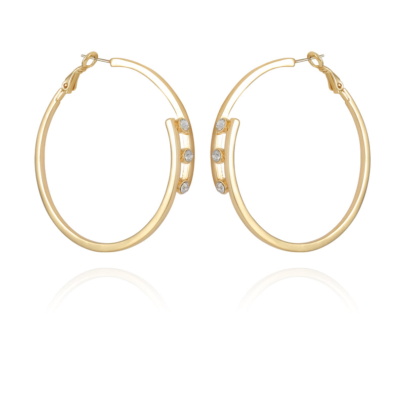 14K Goldtone Tri-Crystal Stone Hoop Earring - Vince Camuto