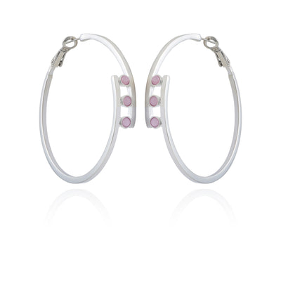 Silvertone Tri Crystal Stone Hoop Earring - Silver Tone - Vince Camuto