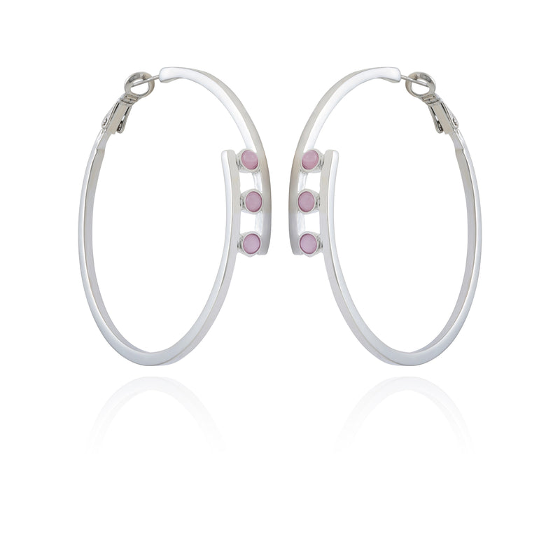 Silvertone Tri Crystal Stone Hoop Earring - Silver Tone - Vince Camuto