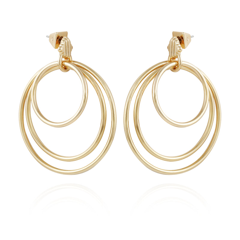 Goldtone Triple Layered Hoop Drop Earrings - Vince Camuto
