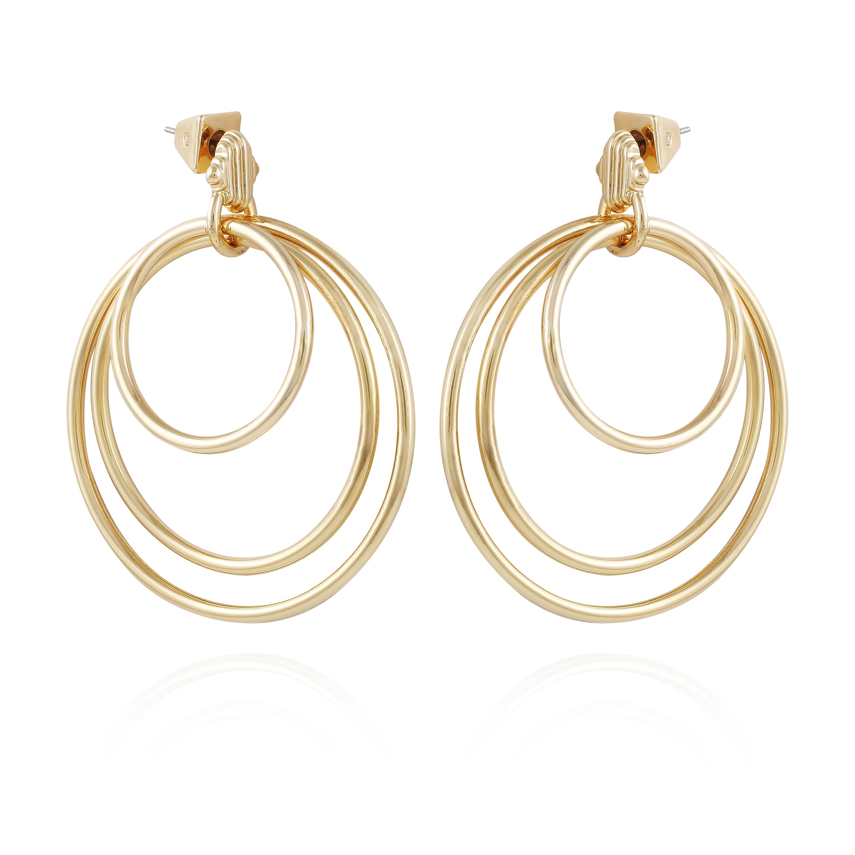Goldtone Triple Layered Hoop Drop Earrings - Vince Camuto