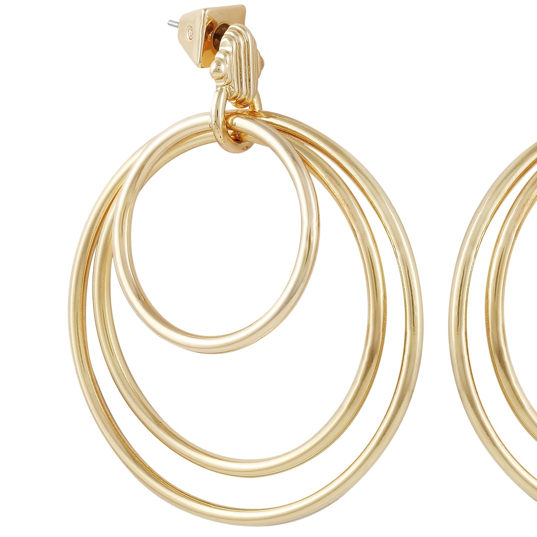アクセサリー FORSOMEONE HOOP EARRING GOLD Goldtone Triple Layered Hoop Drop Earrings - Vince Camuto