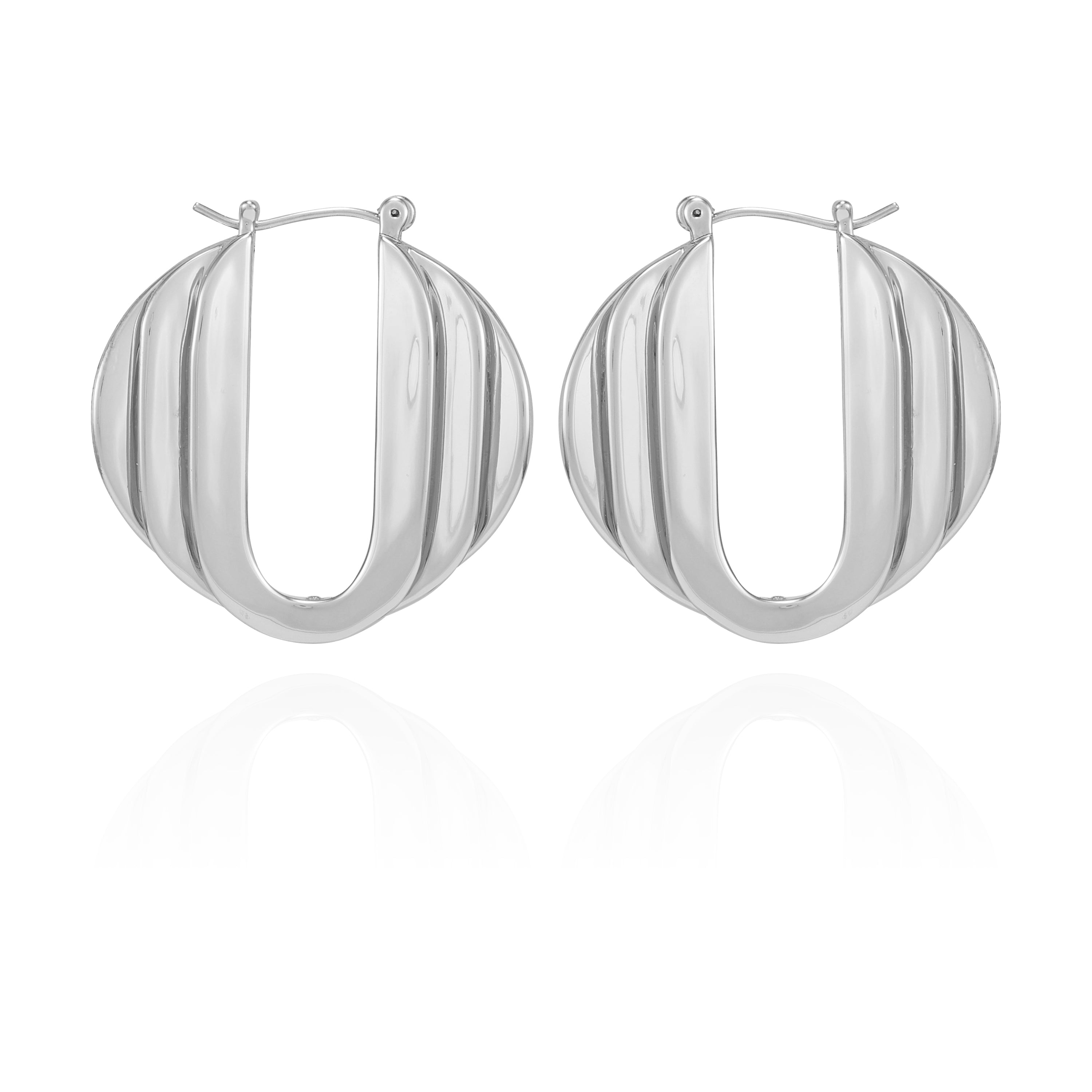 Stacked Link Hoop Earrings - Silver Tone - Vince Camuto