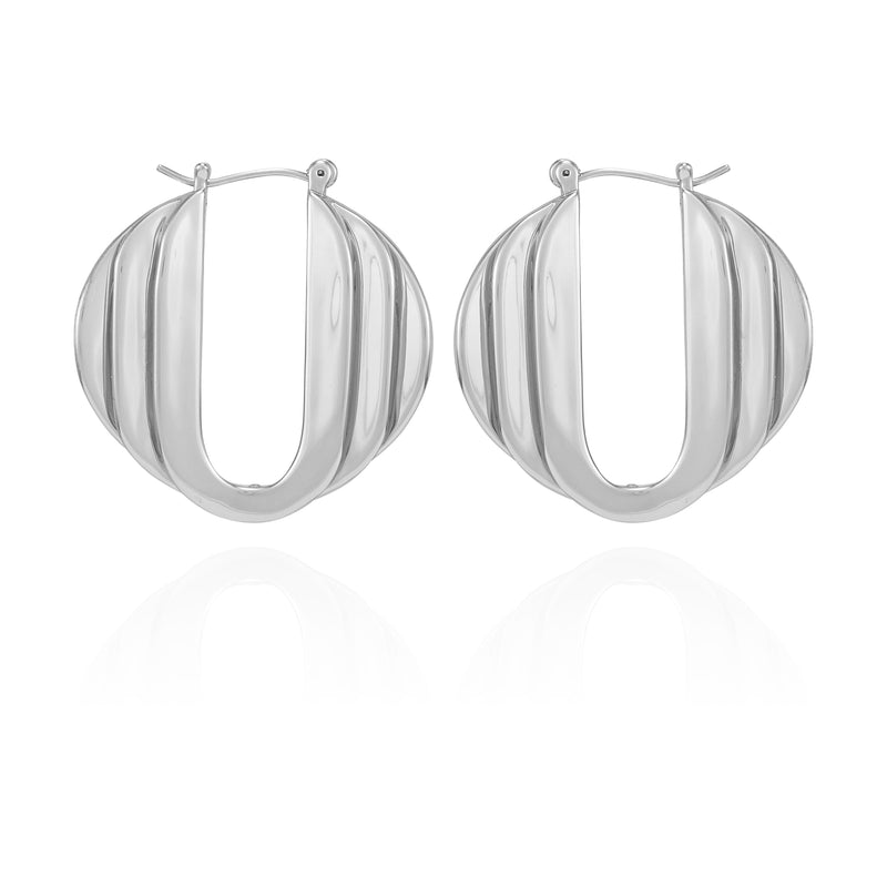 Stacked Link Hoop Earrings - Silver Tone - Vince Camuto