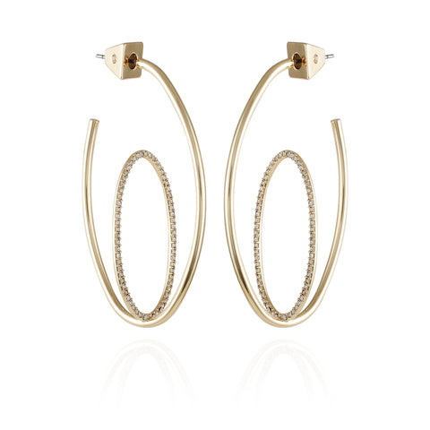 Goldtone Crystal Stone Orbital Hoop Earrings - Vince Camuto