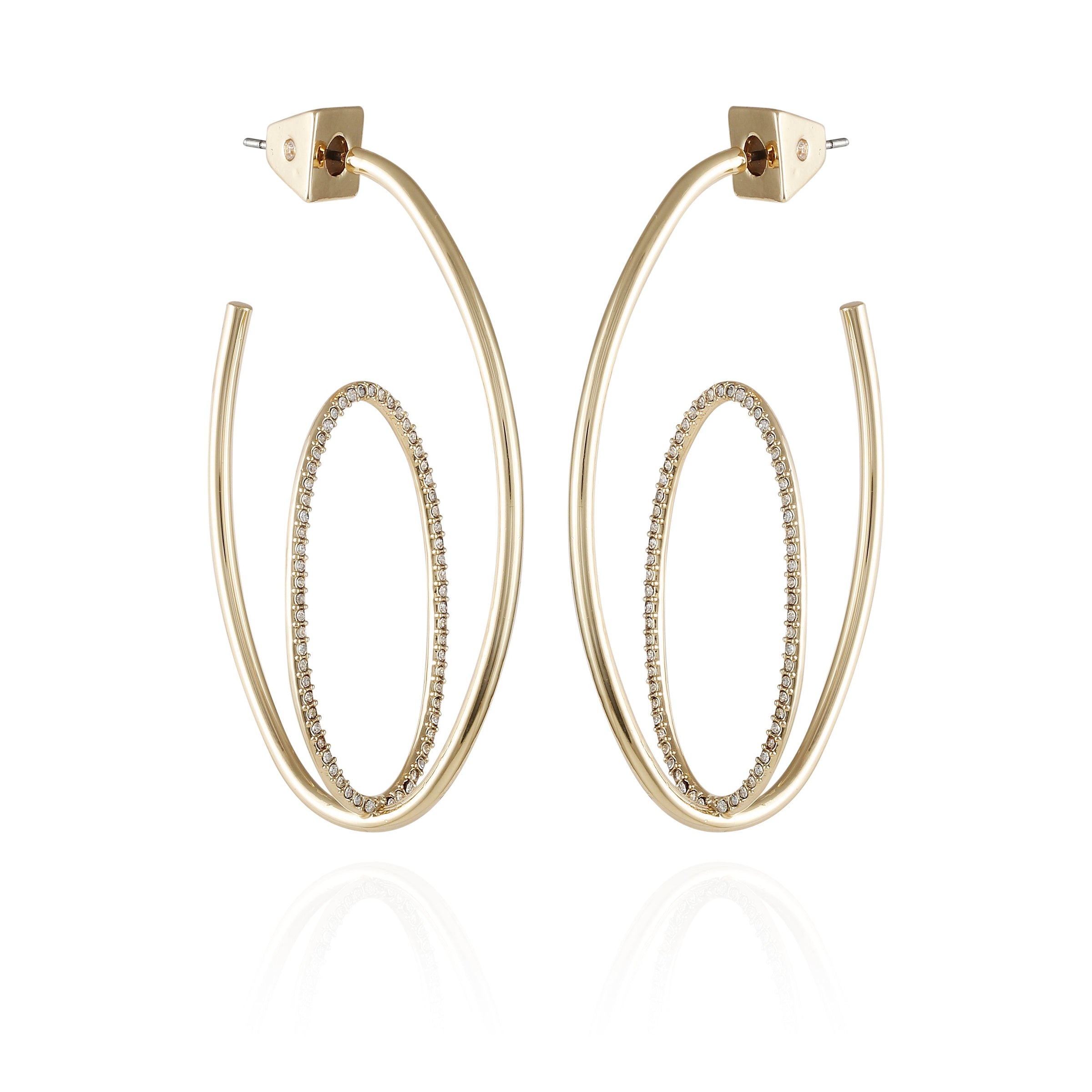 Goldtone Crystal Stone Orbital Hoop Earrings - Gold Tone - Vince Camuto
