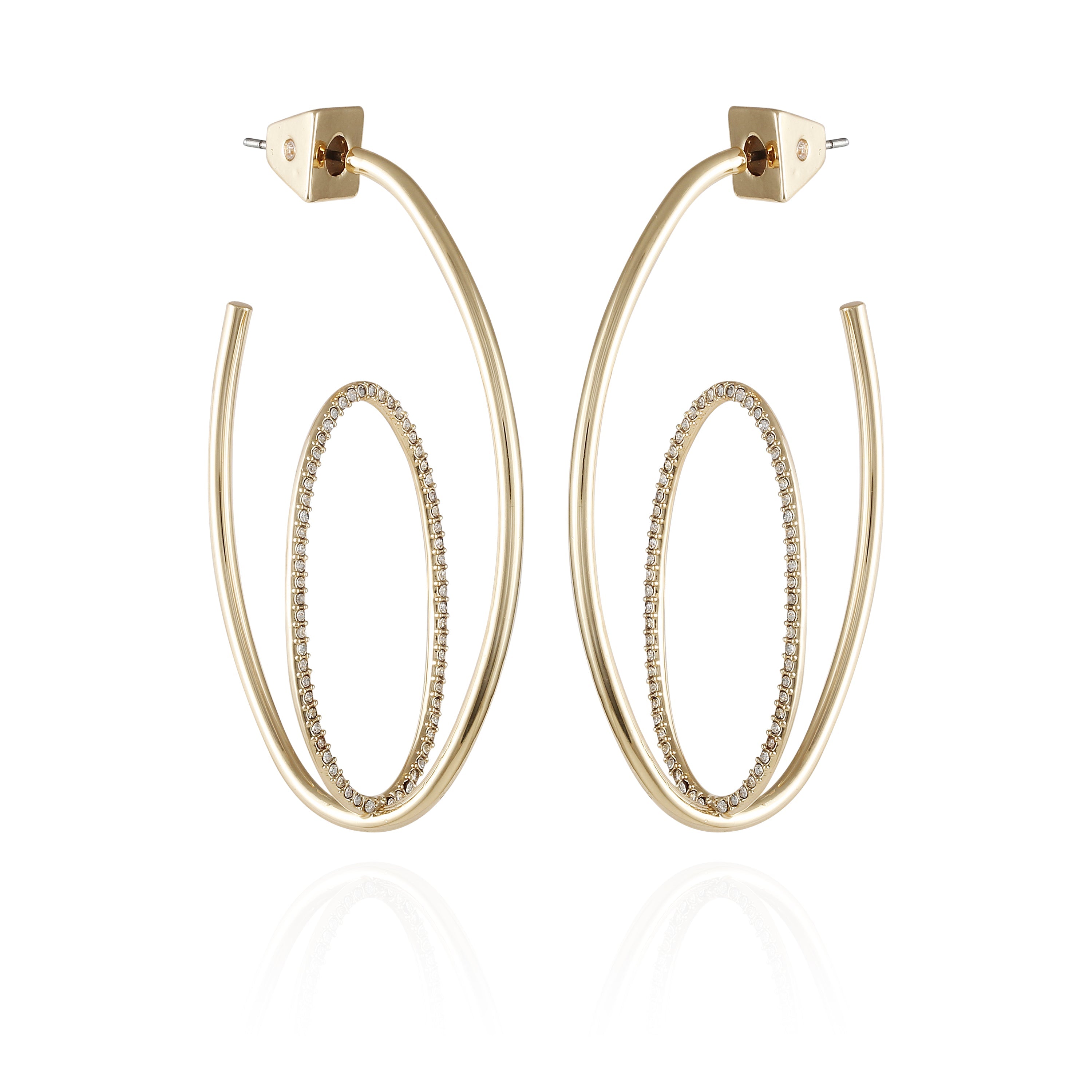 Goldtone Crystal Stone Orbital Hoop Earrings - Gold Tone - Vince Camuto