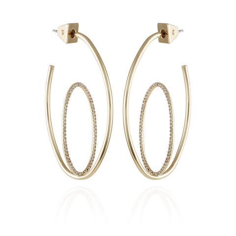 Goldtone Crystal Stone Orbital Hoop Earrings - Gold Tone - Vince Camuto