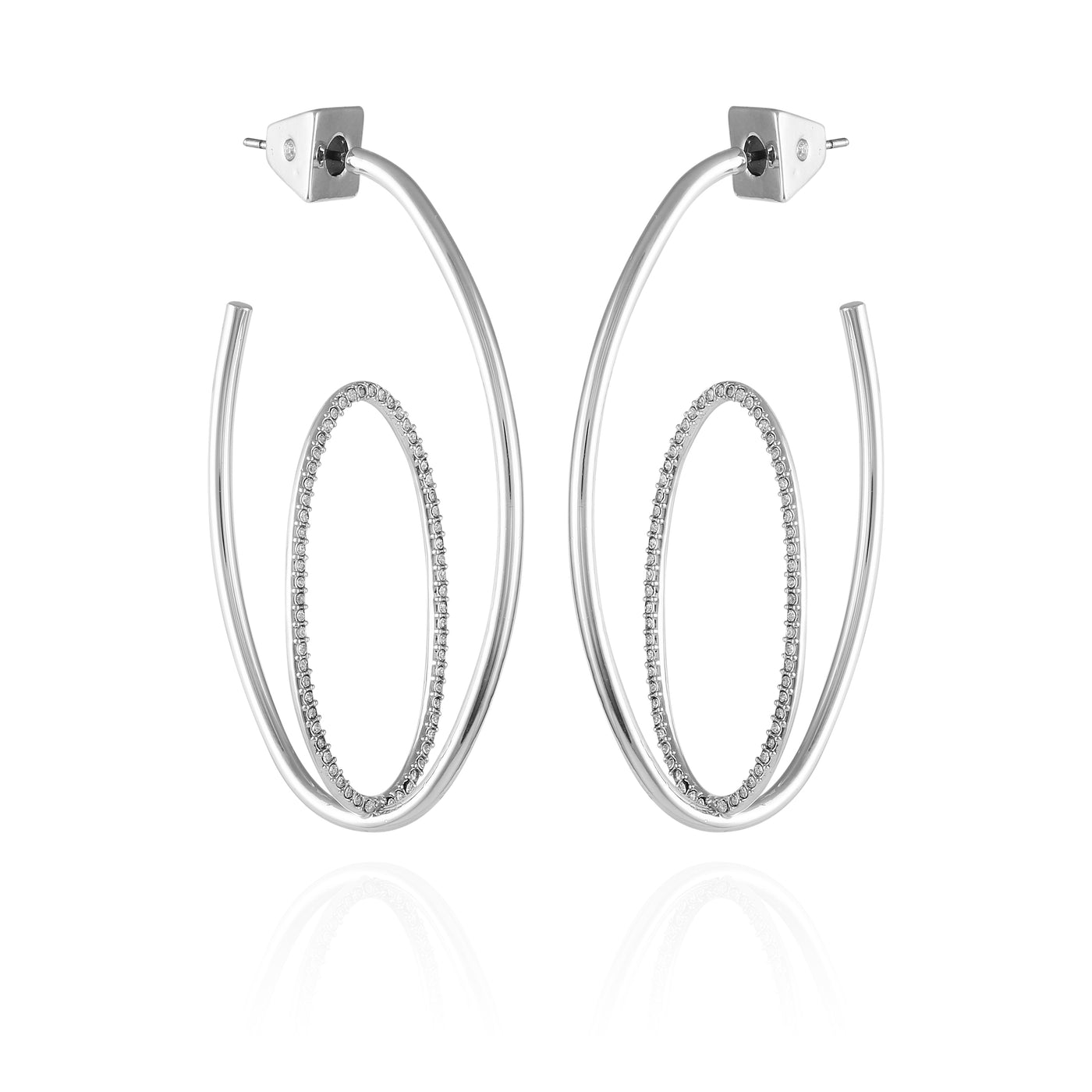 Silvertone Orbital Double Hoop Earrings - Vince Camuto