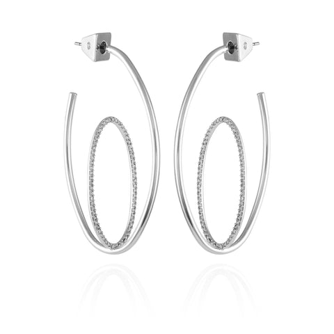 Silvertone Orbital Double Hoop Earrings - Vince Camuto