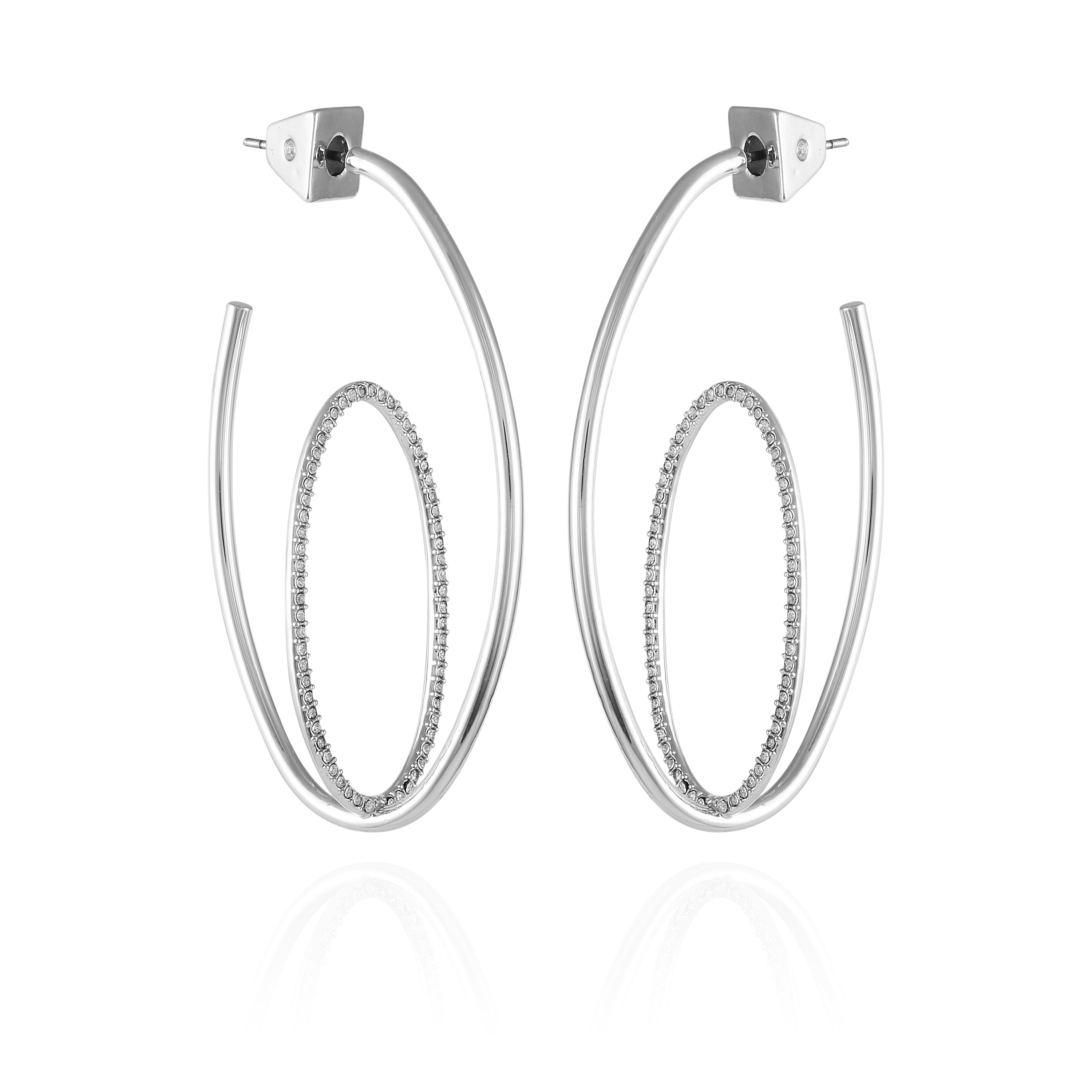 Silvertone Orbital Double Hoop Earrings - Silver Tone - Vince Camuto