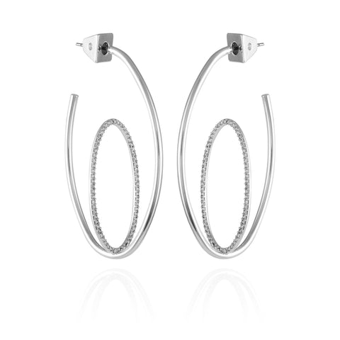 Silvertone Orbital Double Hoop Earrings - Silver Tone - Vince Camuto