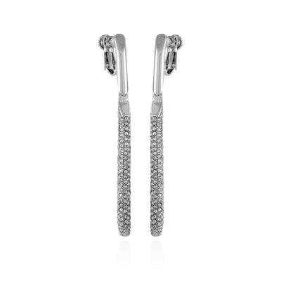 Silvertone Glass Stone Linear Drop Clip On Earrings - Vince Camuto
