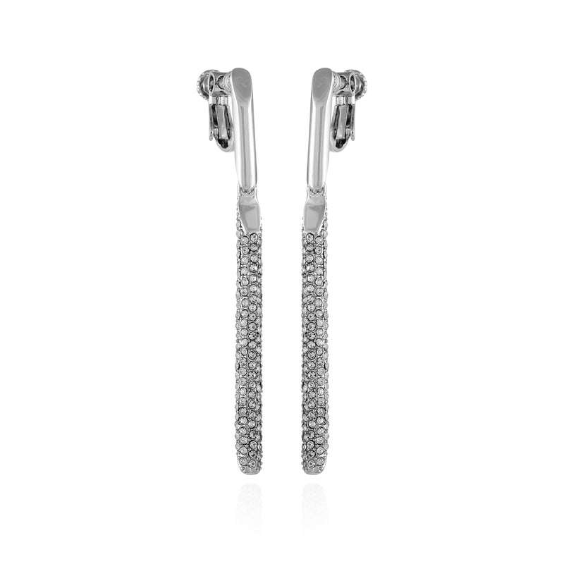 Silvertone Glass Stone Linear Drop Clip On Earrings - Vince Camuto