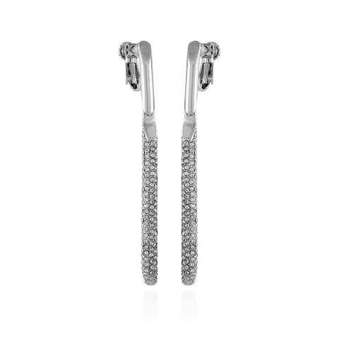 Silvertone Glass Stone Linear Drop Clip On Earrings - Silver Tone - Vince Camuto