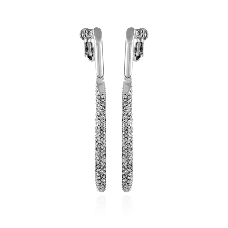 Silvertone Glass Stone Linear Drop Clip On Earrings - Silver Tone - Vince Camuto