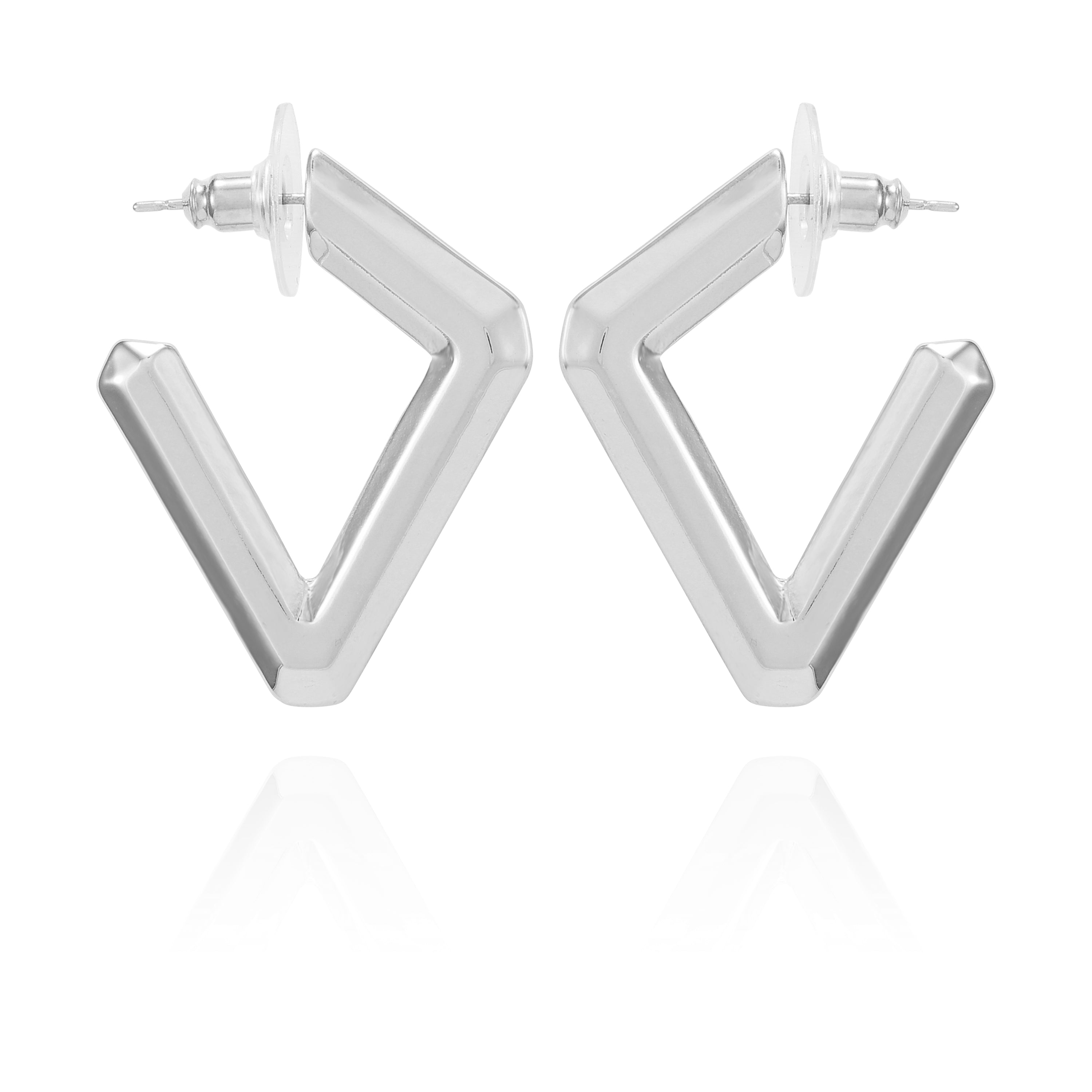 Diamond Shaped Hoop Earrings - Silver Tone - Vince Camuto