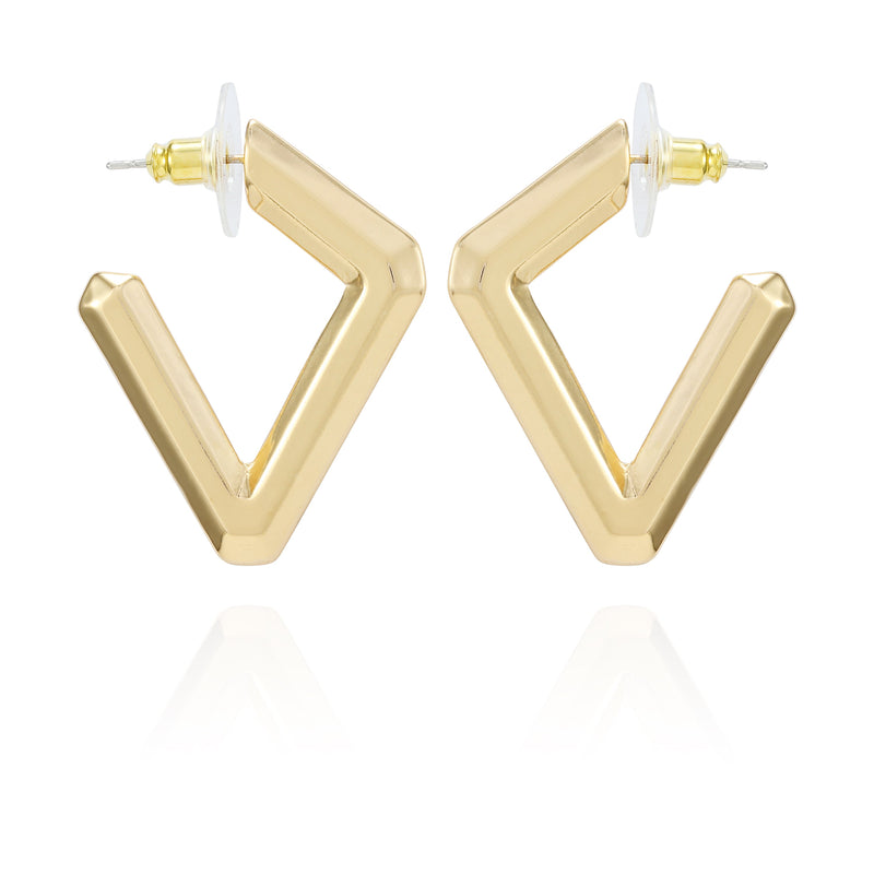 Diamond Shaped Hoop Earrings - Gold Tone - Vince Camuto