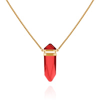 Goldtone Red Crystal-Shape Stone Pendant Long Necklace - Vince Camuto