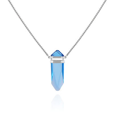 Silvertone Blue Crystal-Shape Stone Pendant Long Necklace - Silver Tone - Vince Camuto