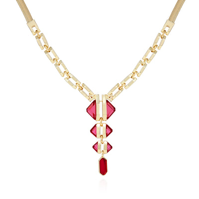 Goldtone Red Stone Pendant Statement Necklace - Vince Camuto