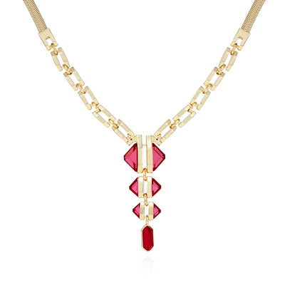 Goldtone Red Stone Pendant Statement Necklace - Gold Tone - Vince Camuto