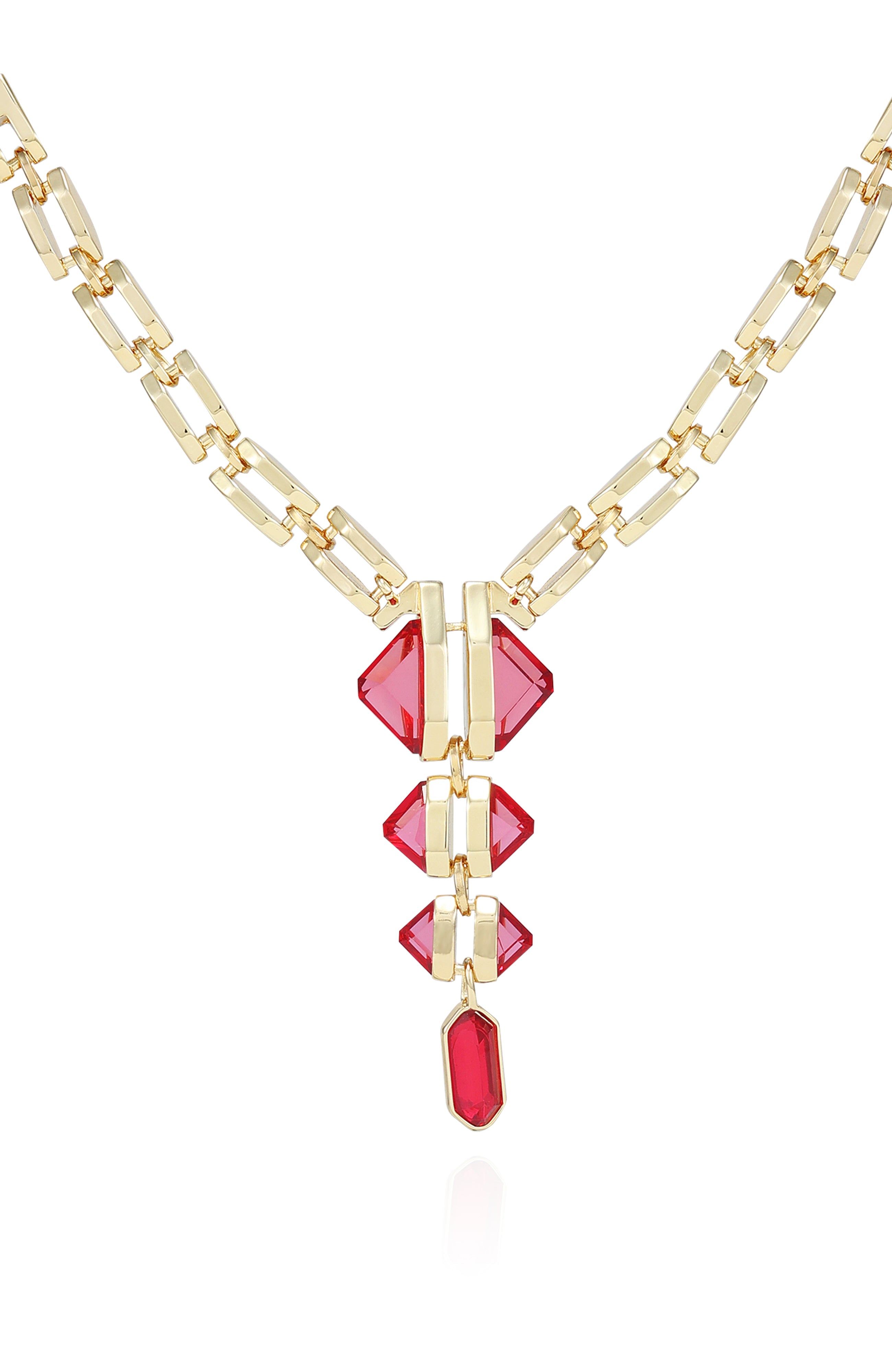 Goldtone Tri Rose Stone Drop Pendant Necklace - Vince Camuto