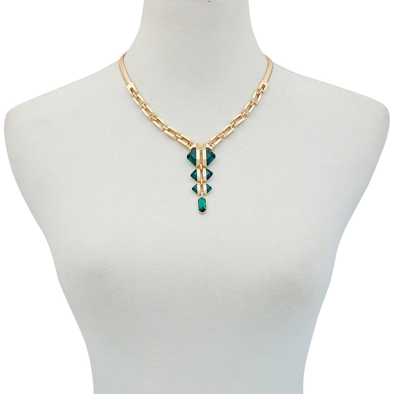 Goldtone Tri Blue Zircon Stone Drop Pendant Necklace - Goldtone - Vince Camuto