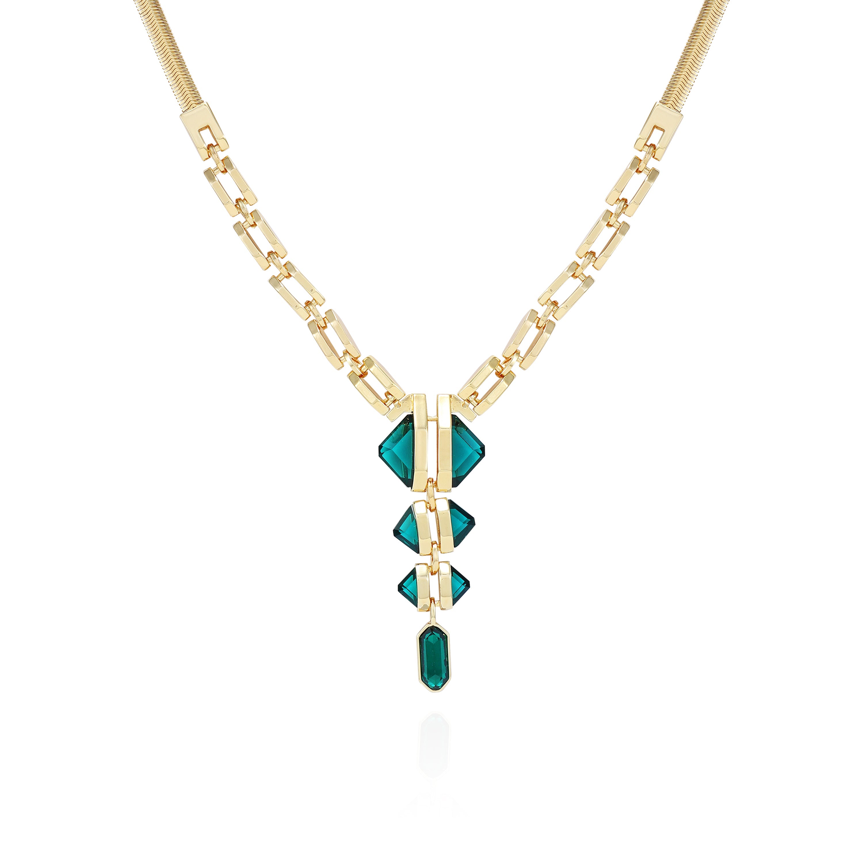 Goldtone Tri Blue Zircon Stone Drop Pendant Necklace - Gold Tone - Vince Camuto
