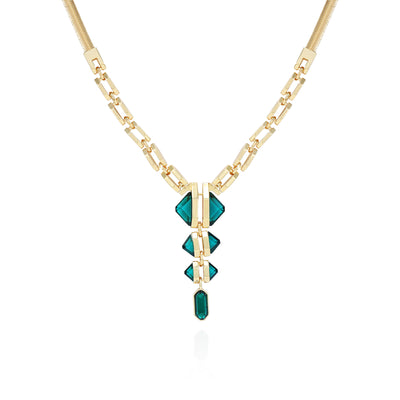 Goldtone Tri Blue Zircon Stone Drop Pendant Necklace - Goldtone - Vince Camuto