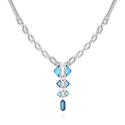 Silvertone Blue Stone Pendant Statement Necklace - Vince Camuto