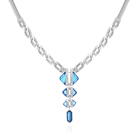 Silvertone Blue Stone Pendant Statement Necklace - Vince Camuto