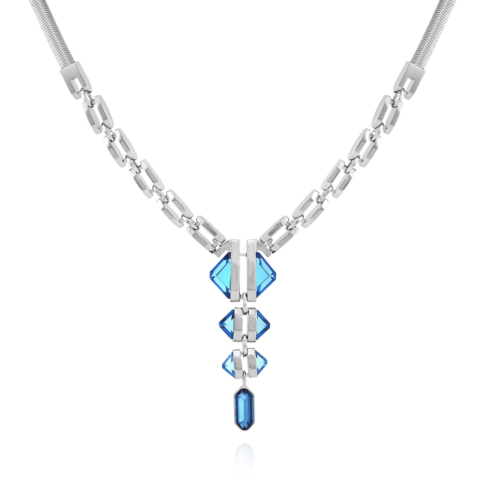 Silvertone Blue Stone Pendant Statement Necklace - Vince Camuto