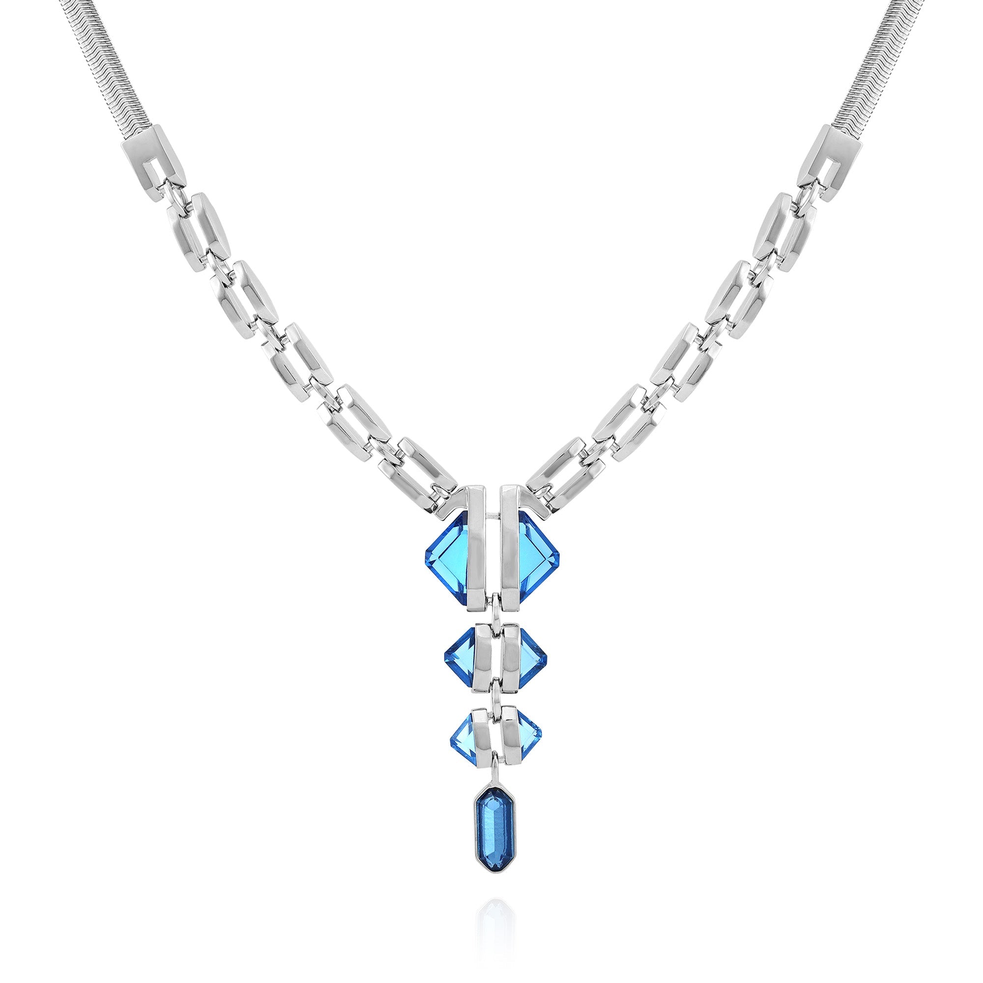 Silvertone Blue Stone Pendant Statement Necklace - Silver Tone - Vince Camuto