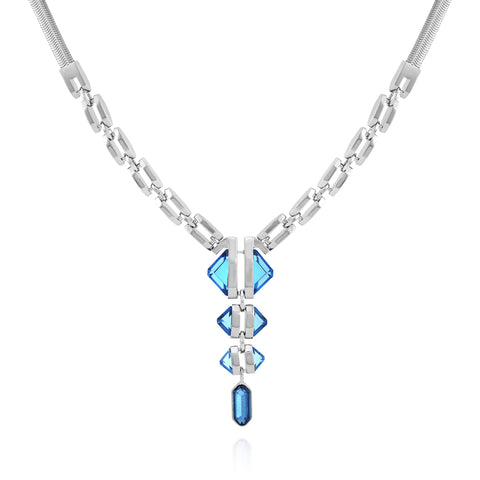 Silvertone Blue Stone Pendant Statement Necklace - Silver Tone - Vince Camuto