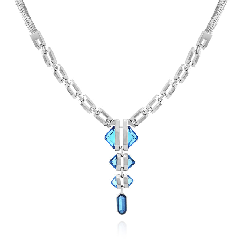 Silvertone Blue Stone Pendant Statement Necklace - Silver Tone - Vince Camuto