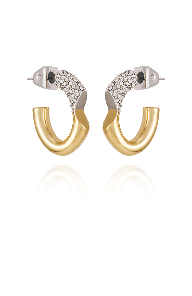 Goldtone & Crystal Hoop Earrings - Two Tone - Vince Camuto