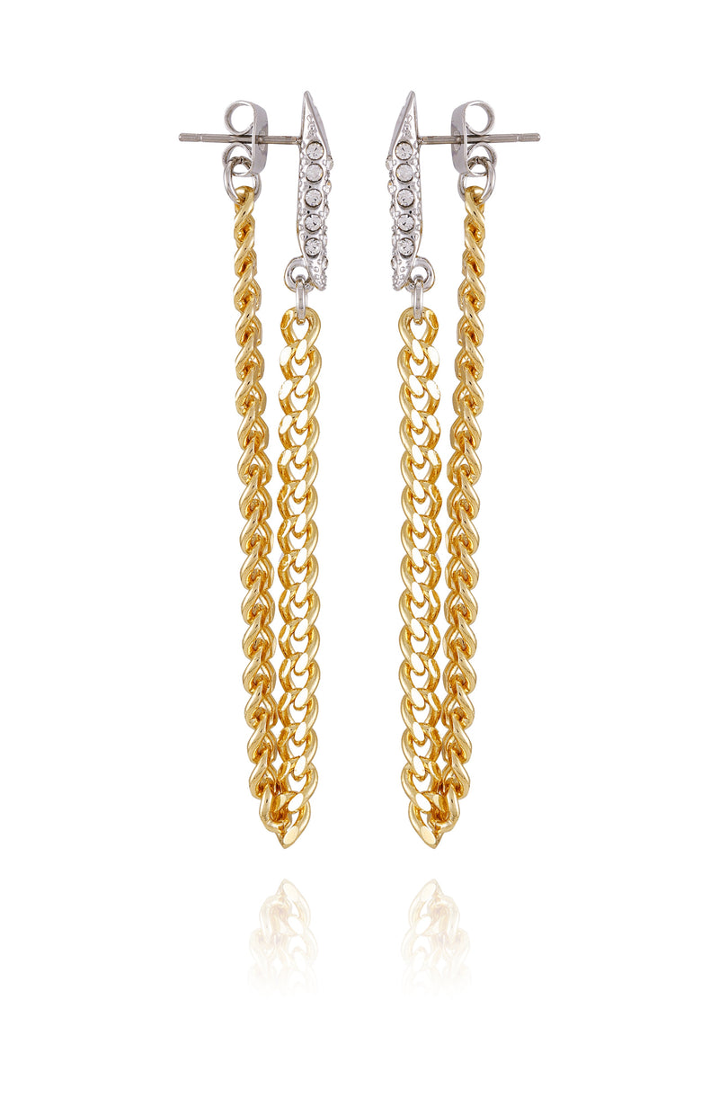Crystal Stone Chain Drop Statement Earrings - Two Tone - Vince Camuto
