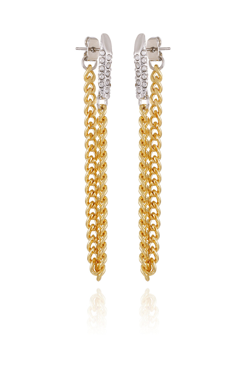 Crystal Stone Chain Drop Statement Earrings - Two Tone - Vince Camuto