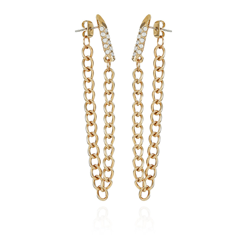 Crystal Stone Chain Drop Statement Earrings - Gold Tone - Vince Camuto
