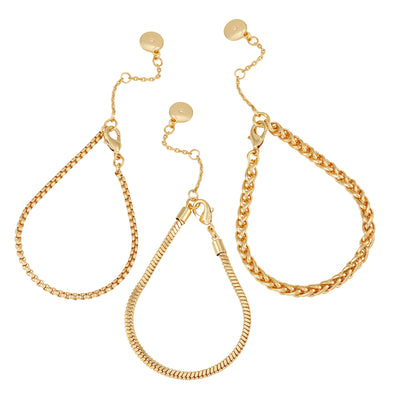 Goldtone 3 Piece Mixed Chain Bracelet Set - Vince Camuto