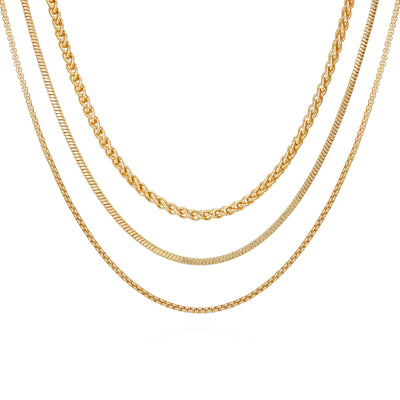 Goldtone 3 Piece Mixed Chain Layered Necklace Set - Vince Camuto