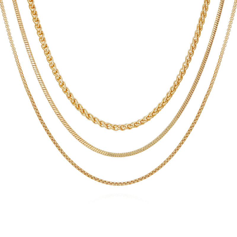 Goldtone 3 Piece Mixed Chain Layered Necklace Set - Vince Camuto