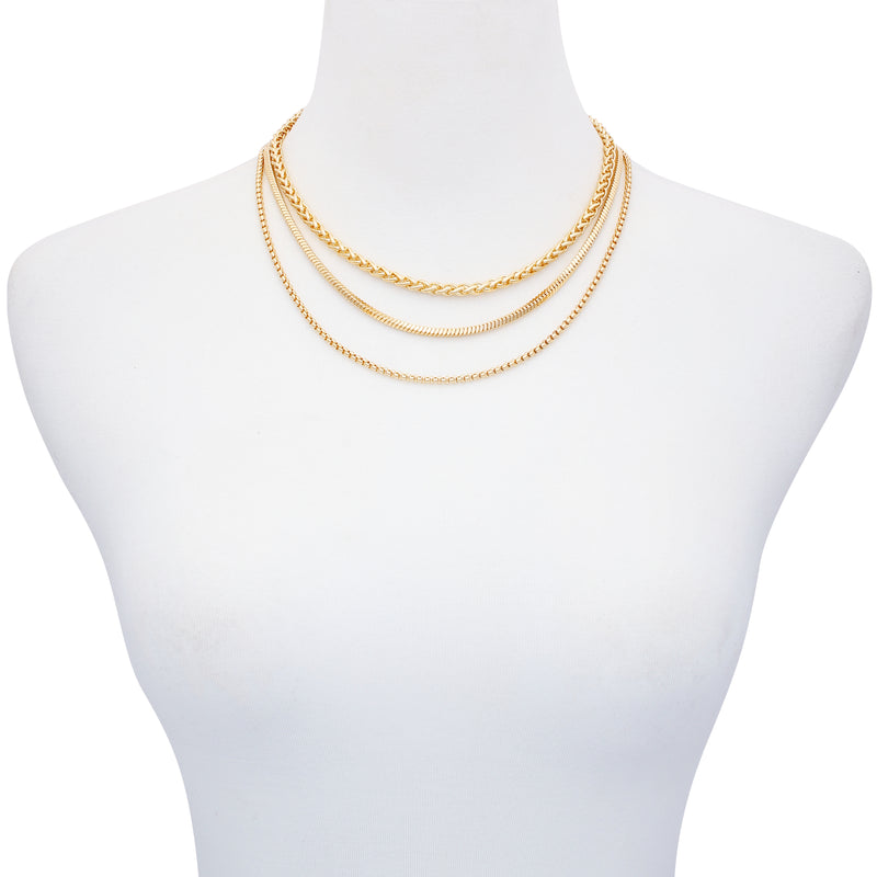 Goldtone 3 Piece Mixed Chain Layered Necklace Set - Vince Camuto