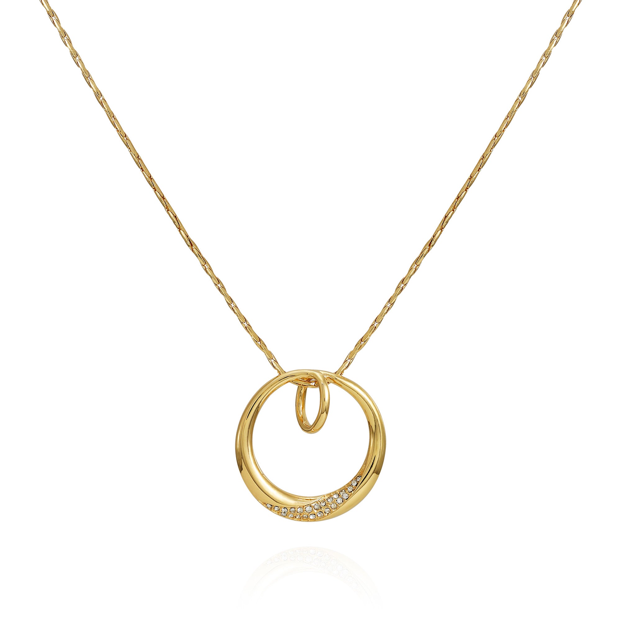 Goldtone Crystal Stone Circle Pendant Necklace - Vince Camuto