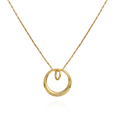Goldtone Crystal Stone Circle Pendant Necklace - Vince Camuto
