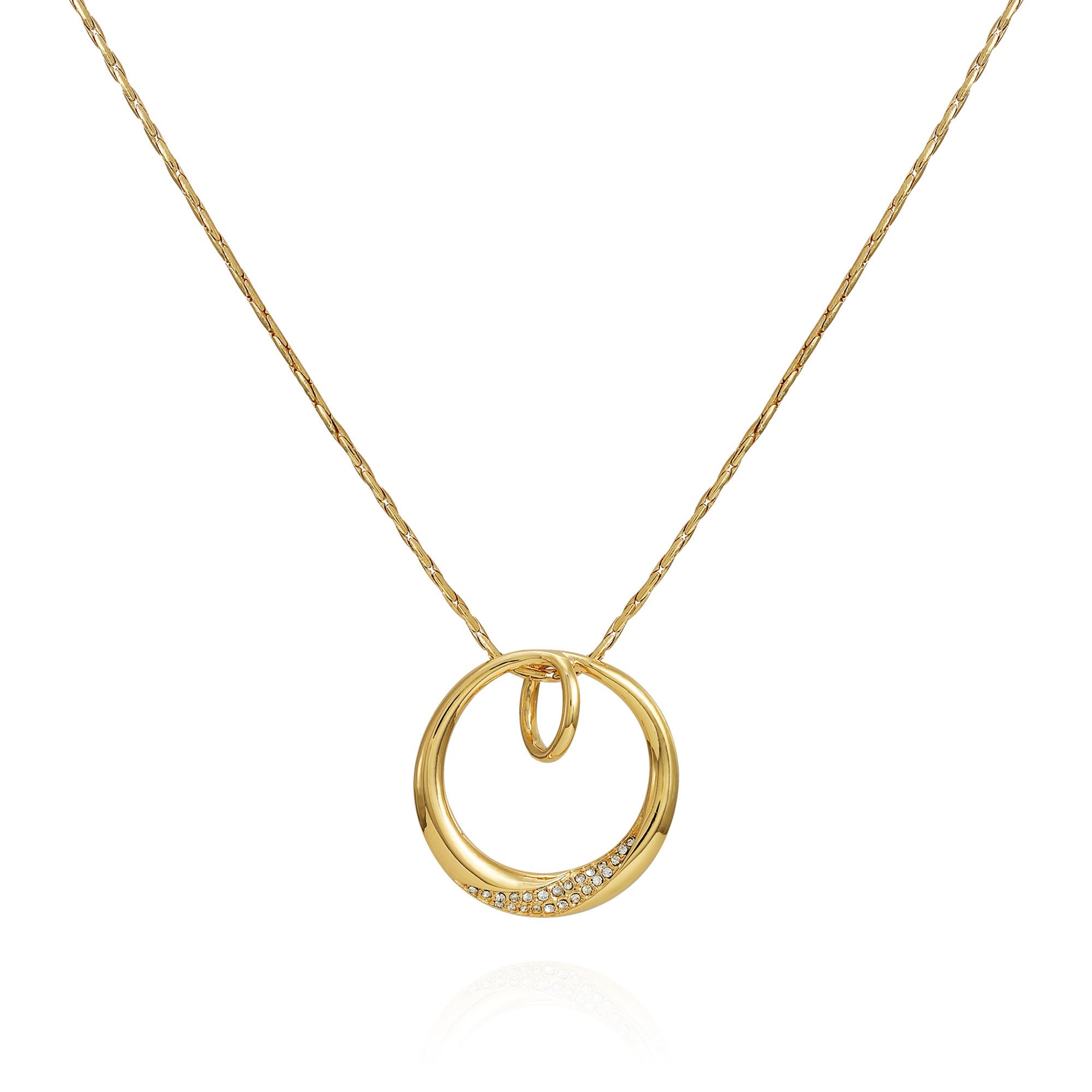 Goldtone Crystal Stone Circle Pendant Necklace - Gold Tone - Vince Camuto